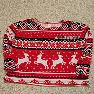 Justice Red Reindeer Kids Sleepwear Top